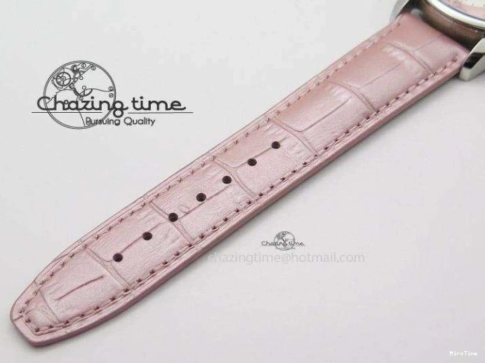 MIROTIME 0311 Portuguese 40mm Chrono SS Pink MOP Dial on Pink Leather Strap A Reliable 7391